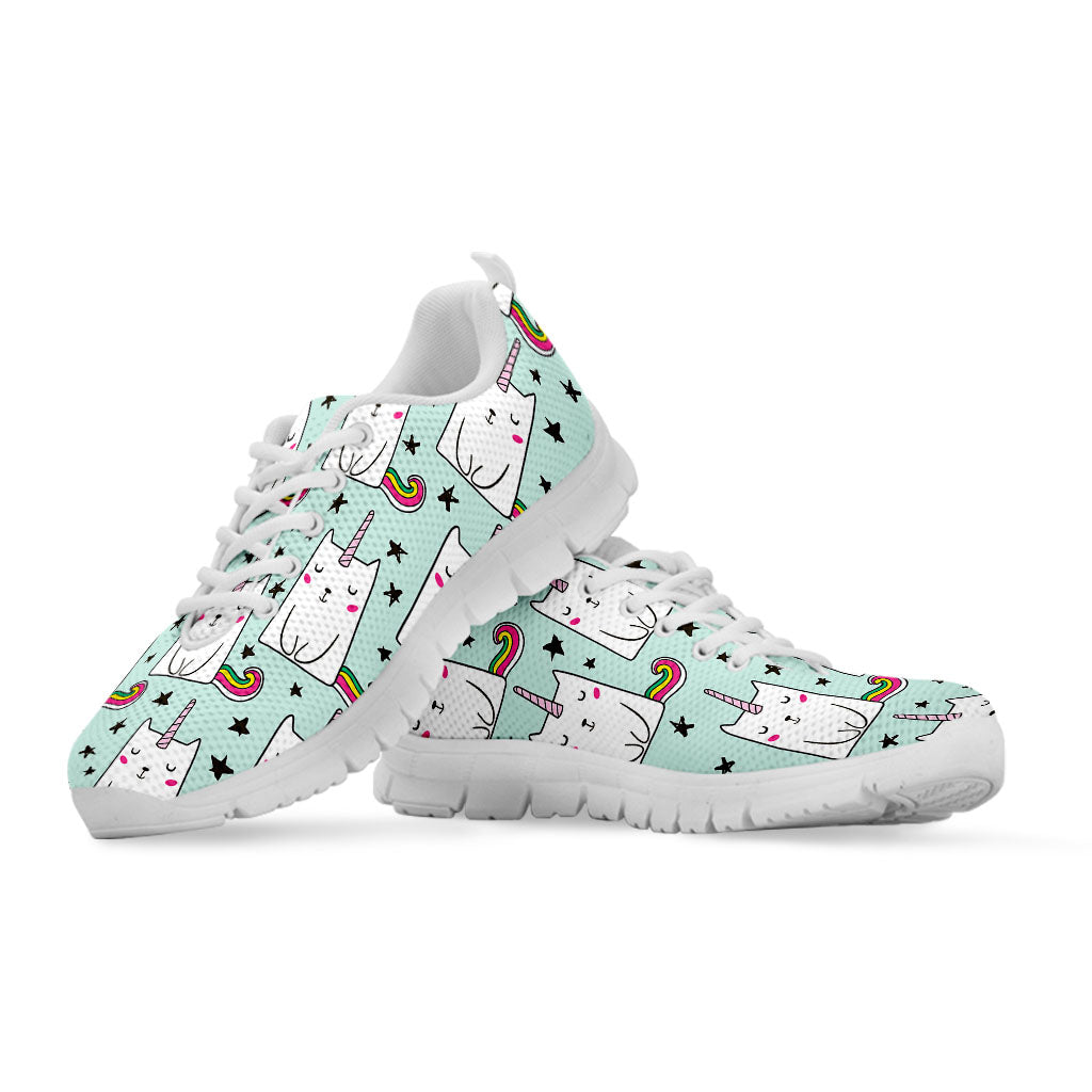 Cute Unicorn Cat Pattern Print White Running Shoes