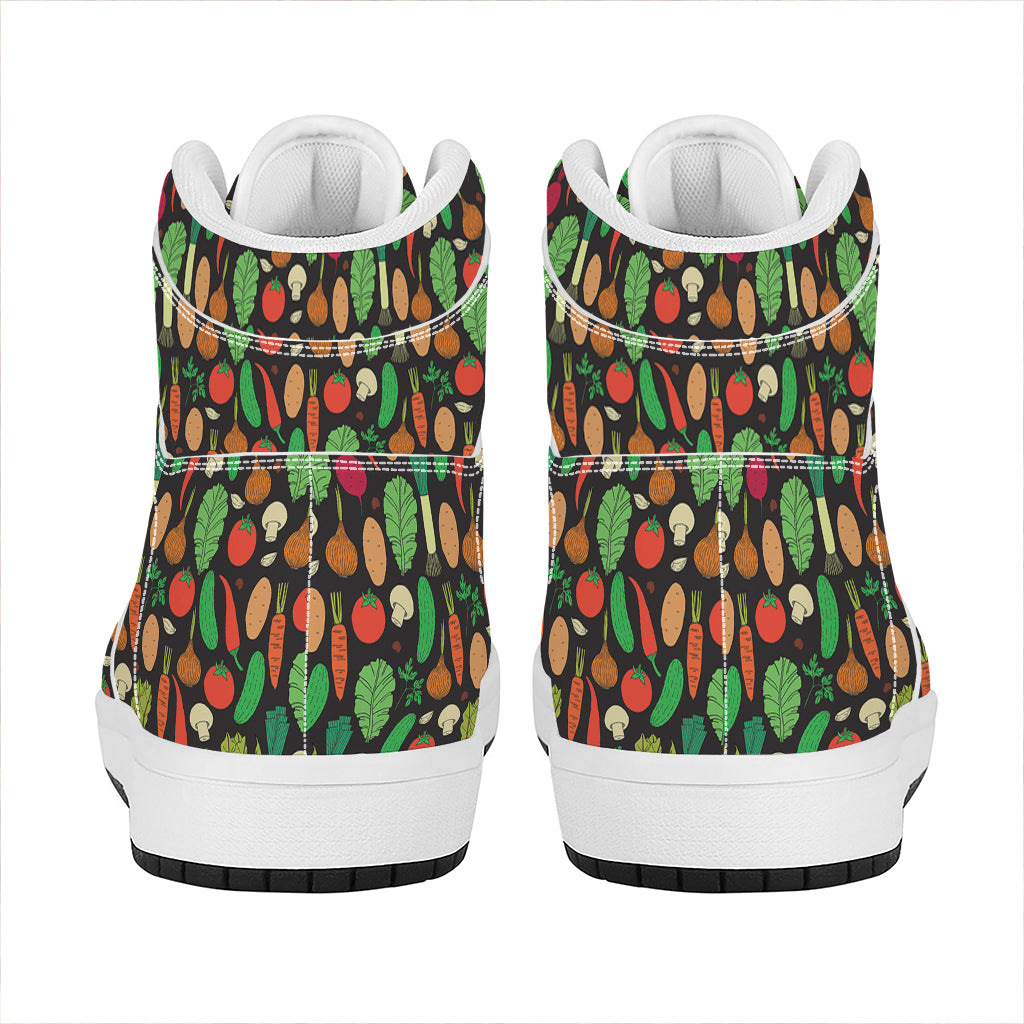 Cute Vegan Pattern Print High Top Leather Sneakers