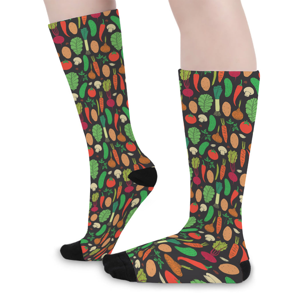 Cute Vegan Pattern Print Long Socks