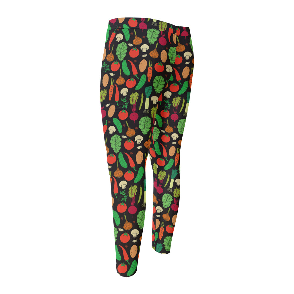 Cute Vegan Pattern Print Men's Compression Pants
