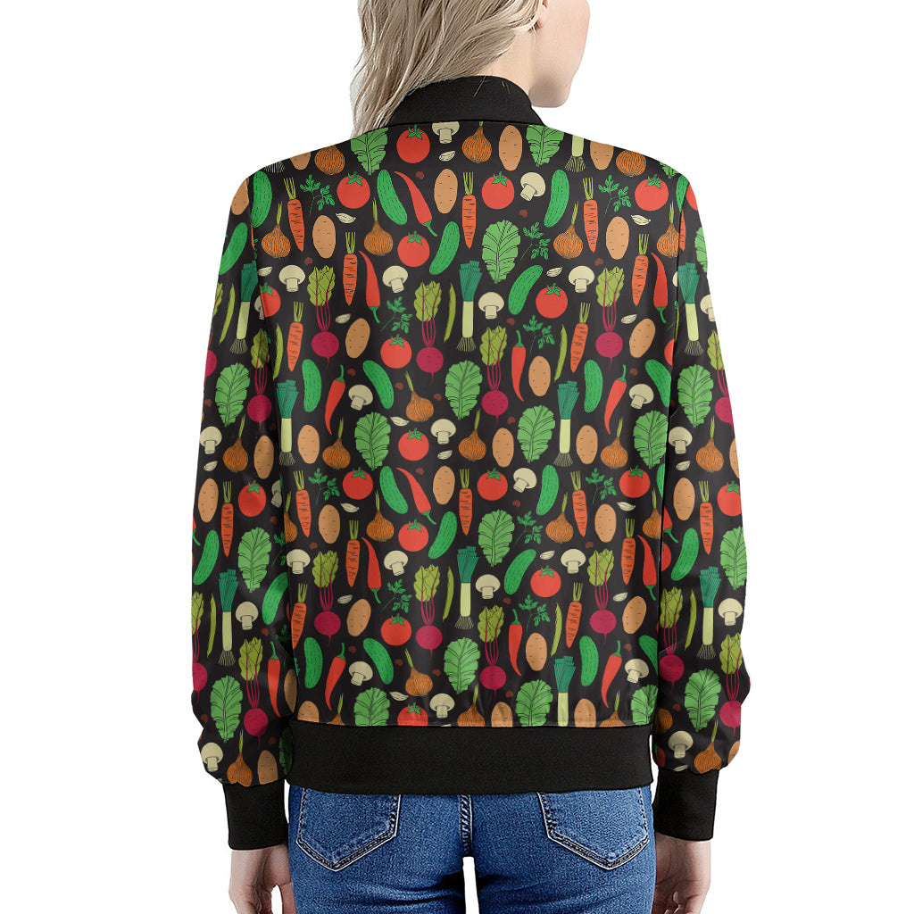 Cute Vegan Pattern Print Women's Bomber Jacket