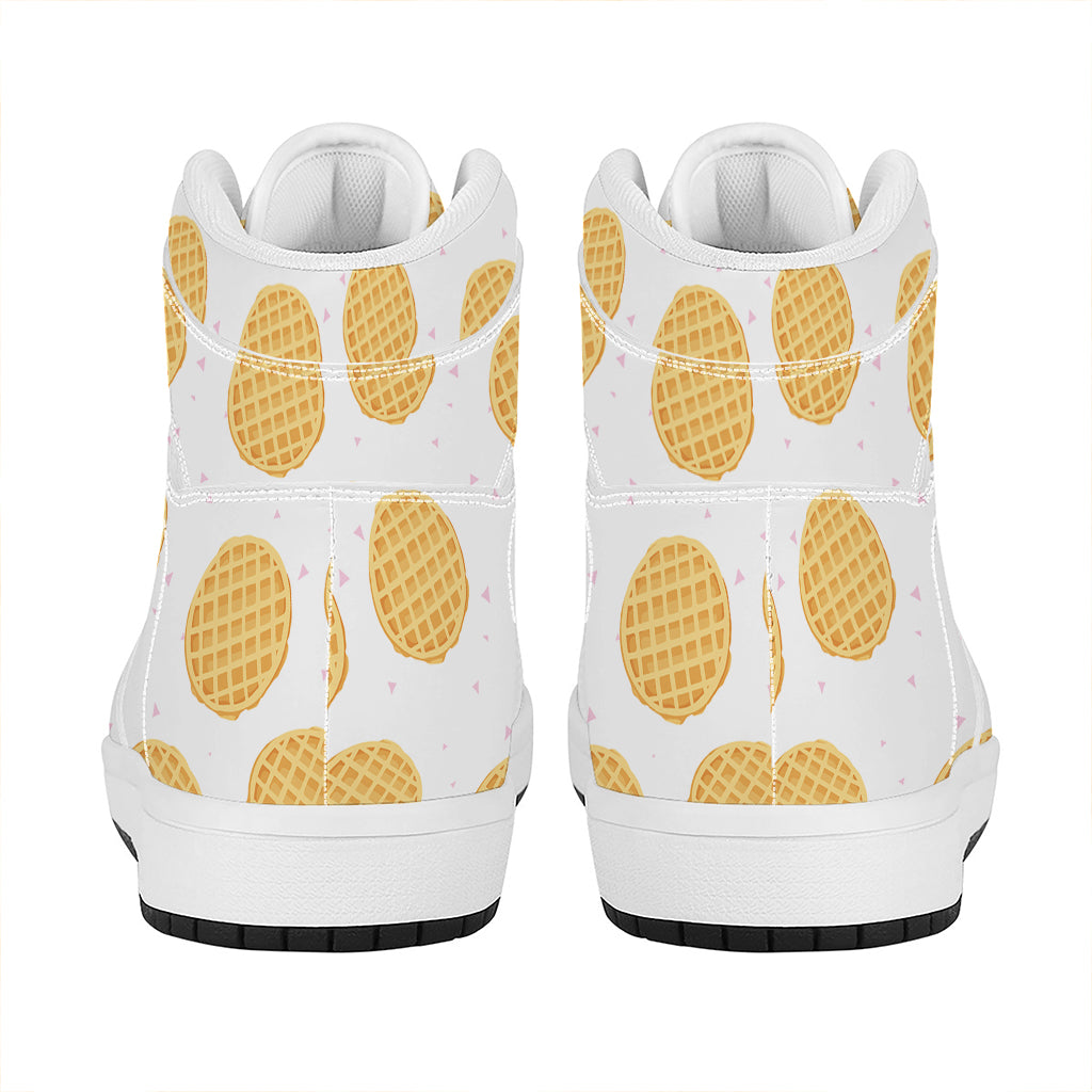 Cute Waffle Pattern Print High Top Leather Sneakers