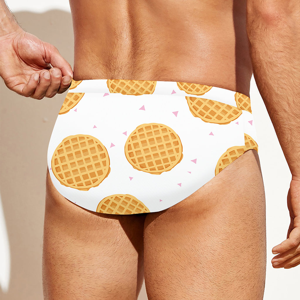 Cute Waffle Pattern Print Men's Swim Briefs