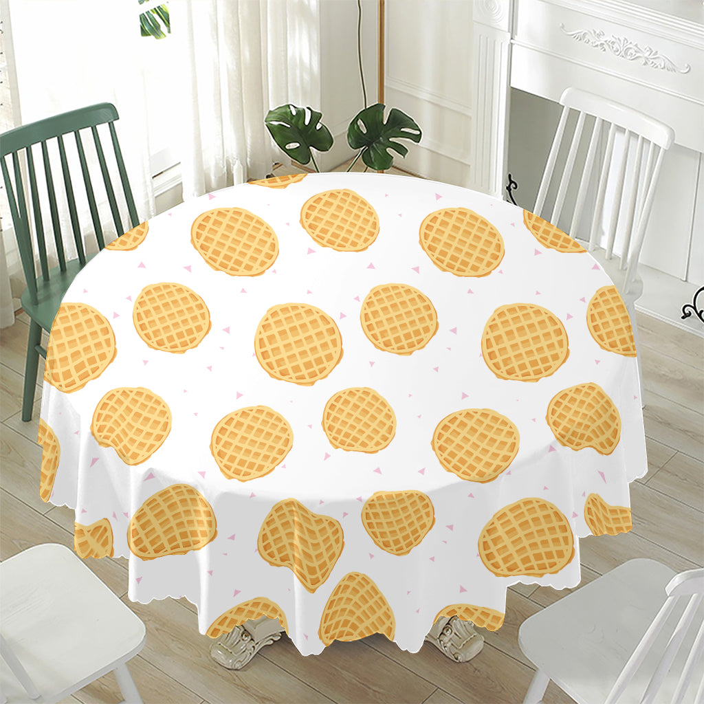 Cute Waffle Pattern Print Waterproof Round Tablecloth