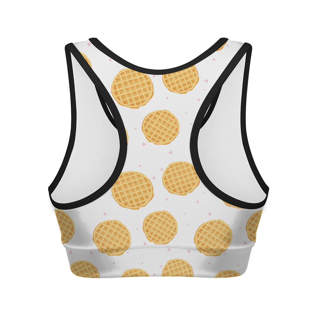 Cute Waffle Pattern Print Women's Sports Bra