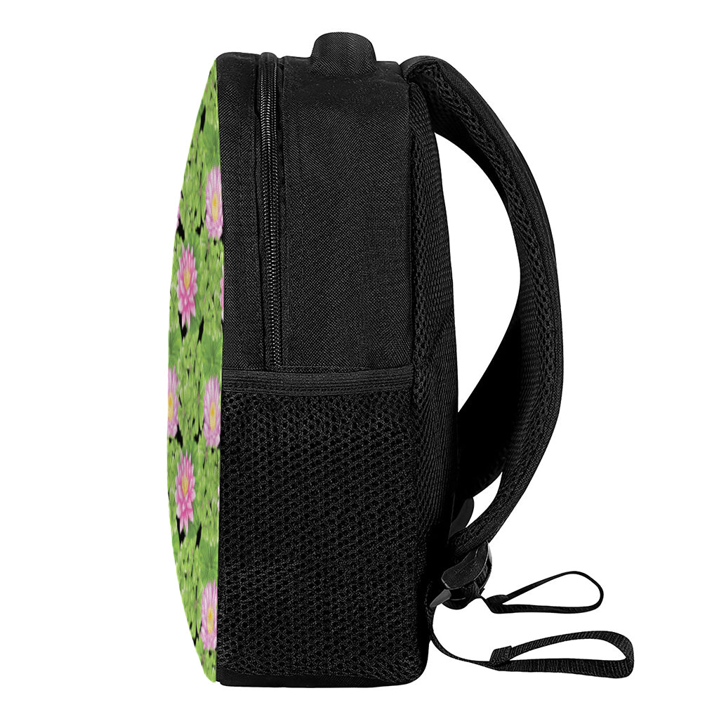 Cute Water Lily Pattern Print Casual Backpack