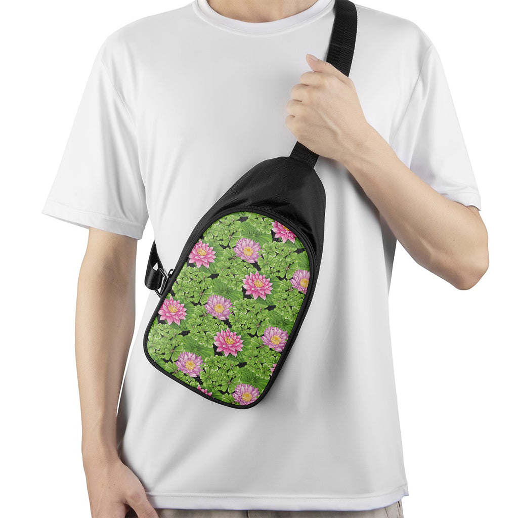 Cute Water Lily Pattern Print Chest Bag