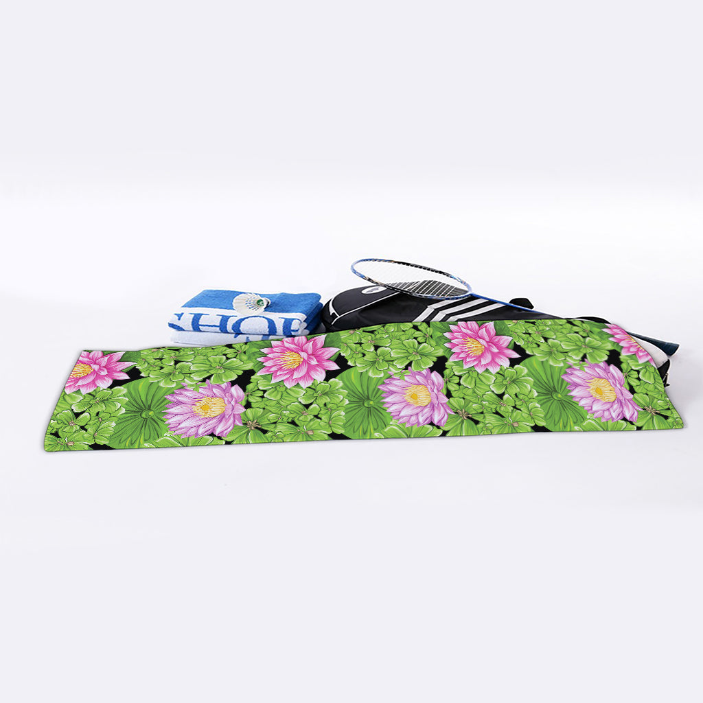Cute Water Lily Pattern Print Sports Towel