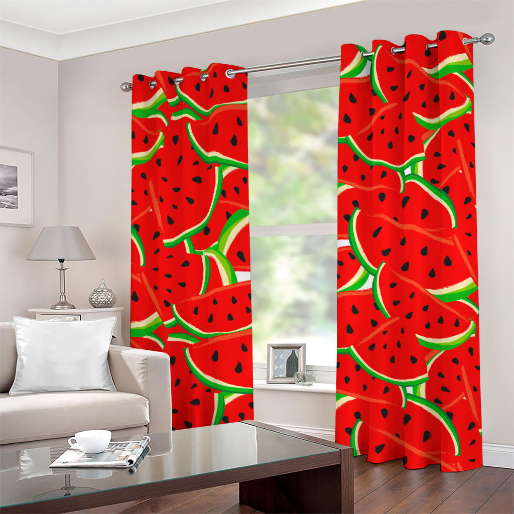 Cute Watermelon Pieces Pattern Print Grommet Curtains