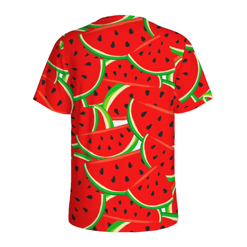 Cute Watermelon Pieces Pattern Print Men's Sports T-Shirt