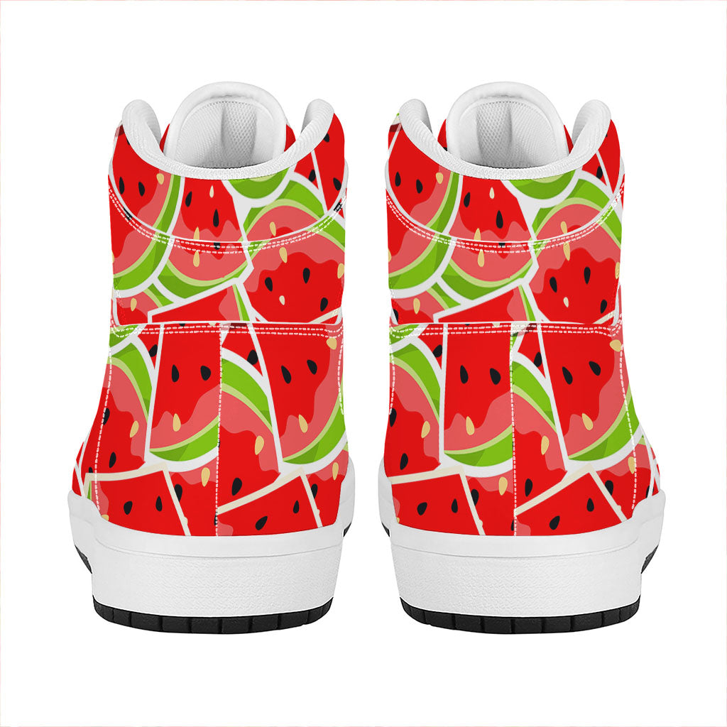 Cute Watermelon Slices Pattern Print High Top Leather Sneakers