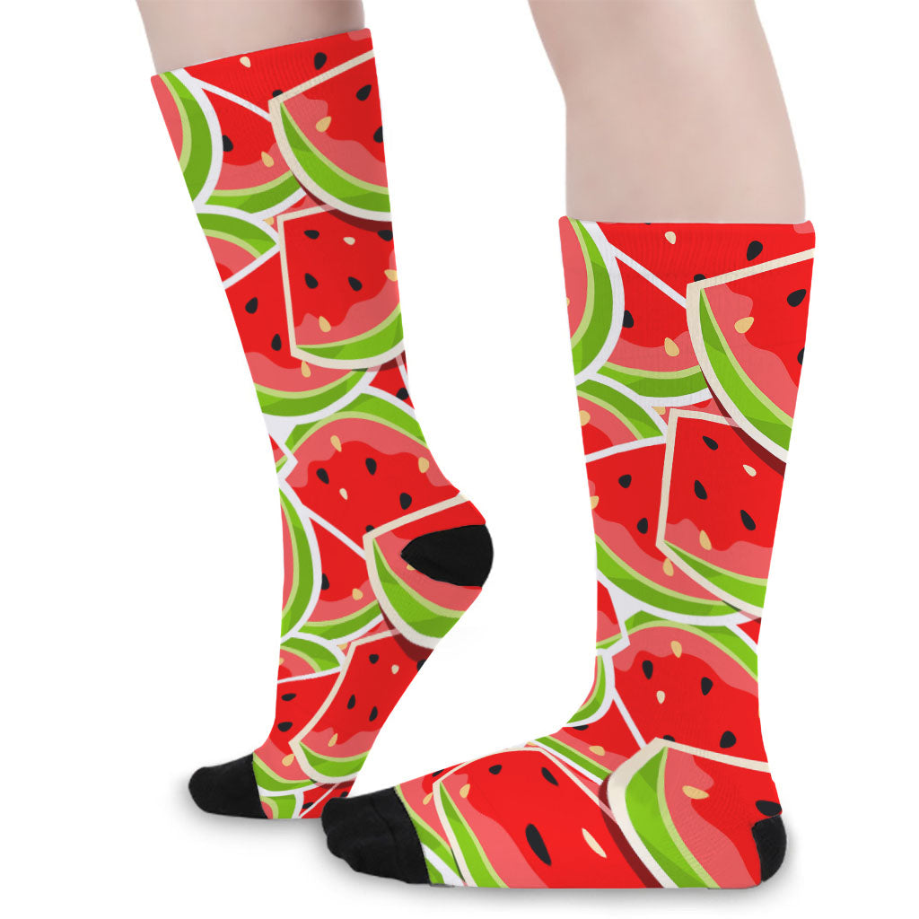Cute Watermelon Slices Pattern Print Long Socks