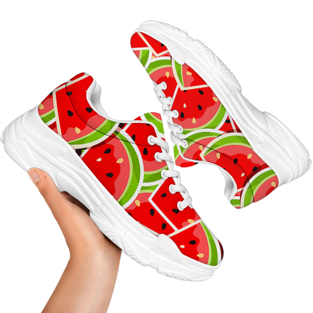Cute Watermelon Slices Pattern Print White Chunky Shoes