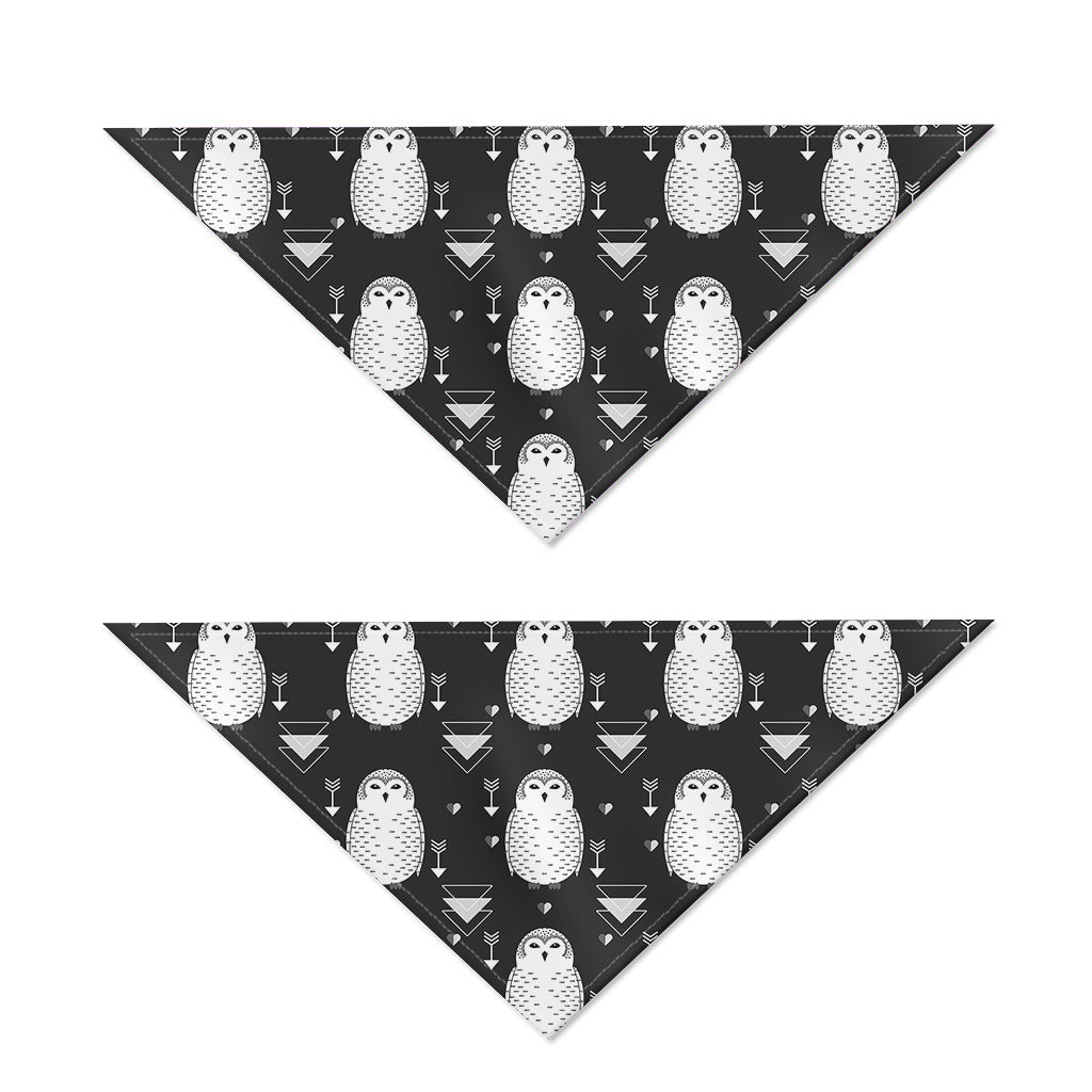 Cute White And Grey Owl Pattern Print Dog Bandana