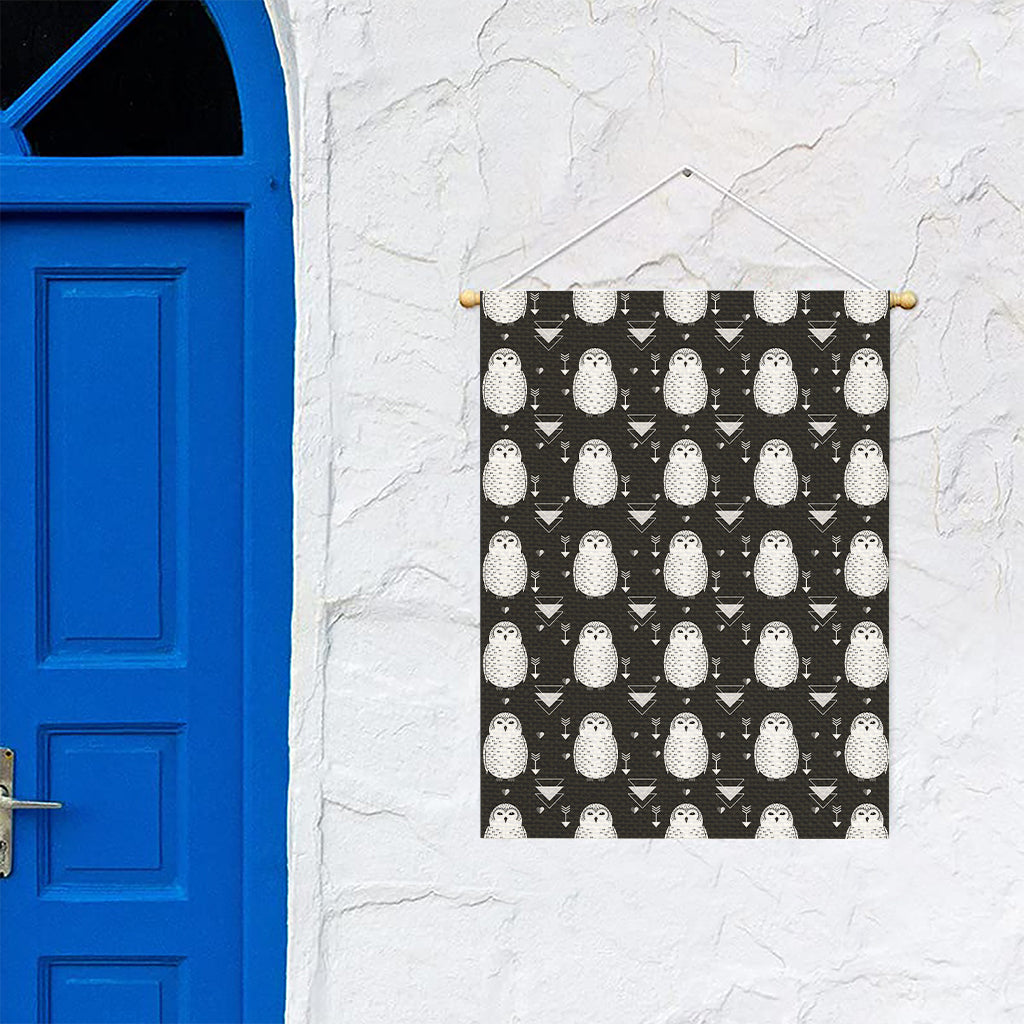 Cute White And Grey Owl Pattern Print Garden Flag