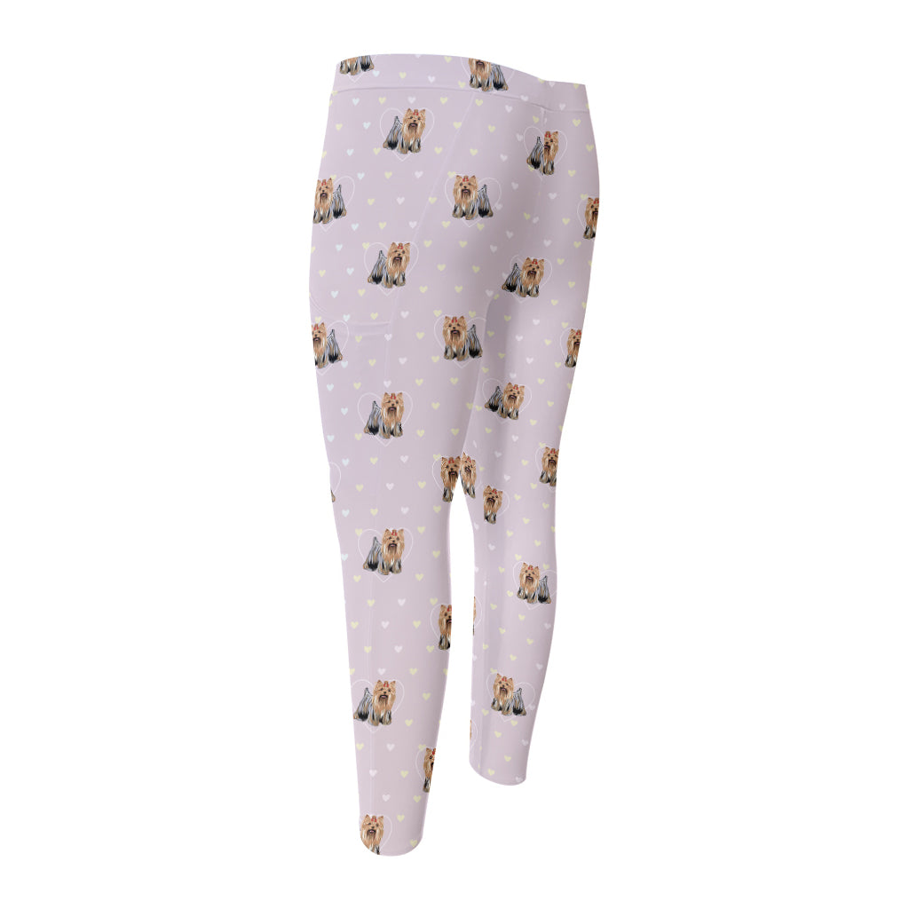 Cute Yorkshire Terrier Pattern Print Men's Compression Pants