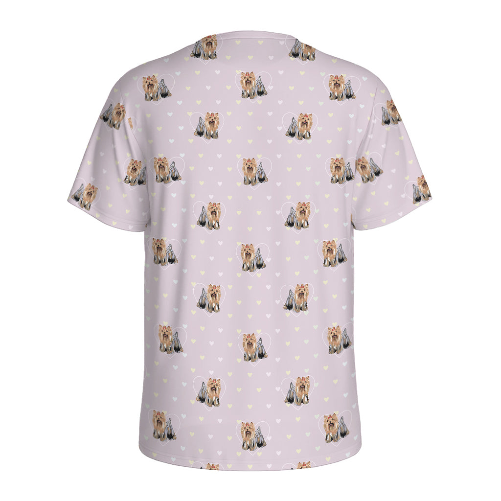 Cute Yorkshire Terrier Pattern Print Men's Sports T-Shirt