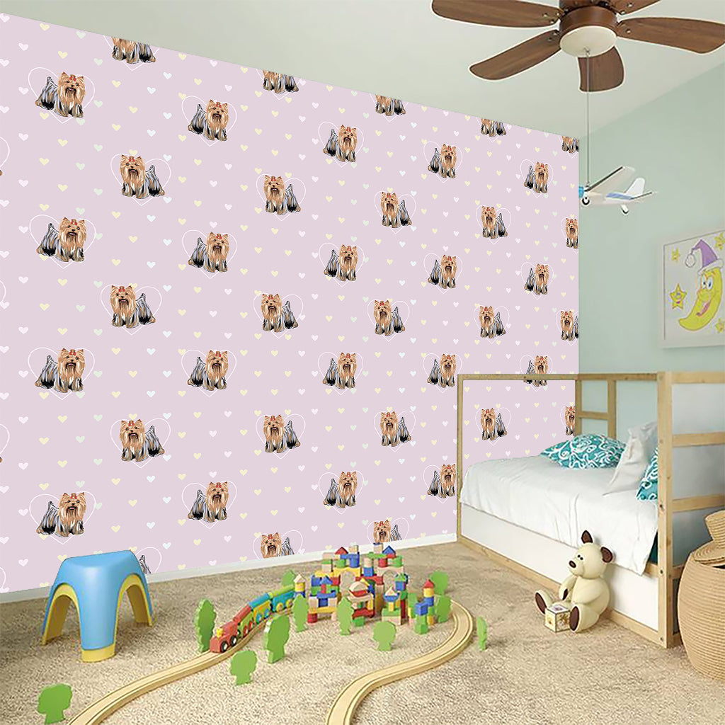 Cute Yorkshire Terrier Pattern Print Wall Sticker