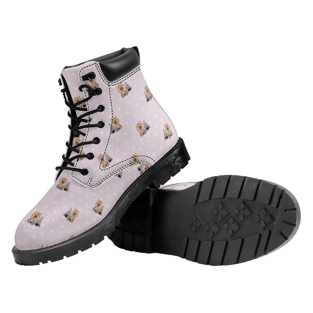 Cute Yorkshire Terrier Pattern Print Work Boots