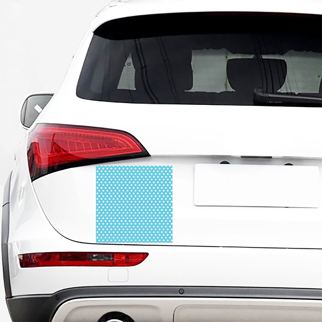 Cyan And White Polka Dot Pattern Print Car Sticker
