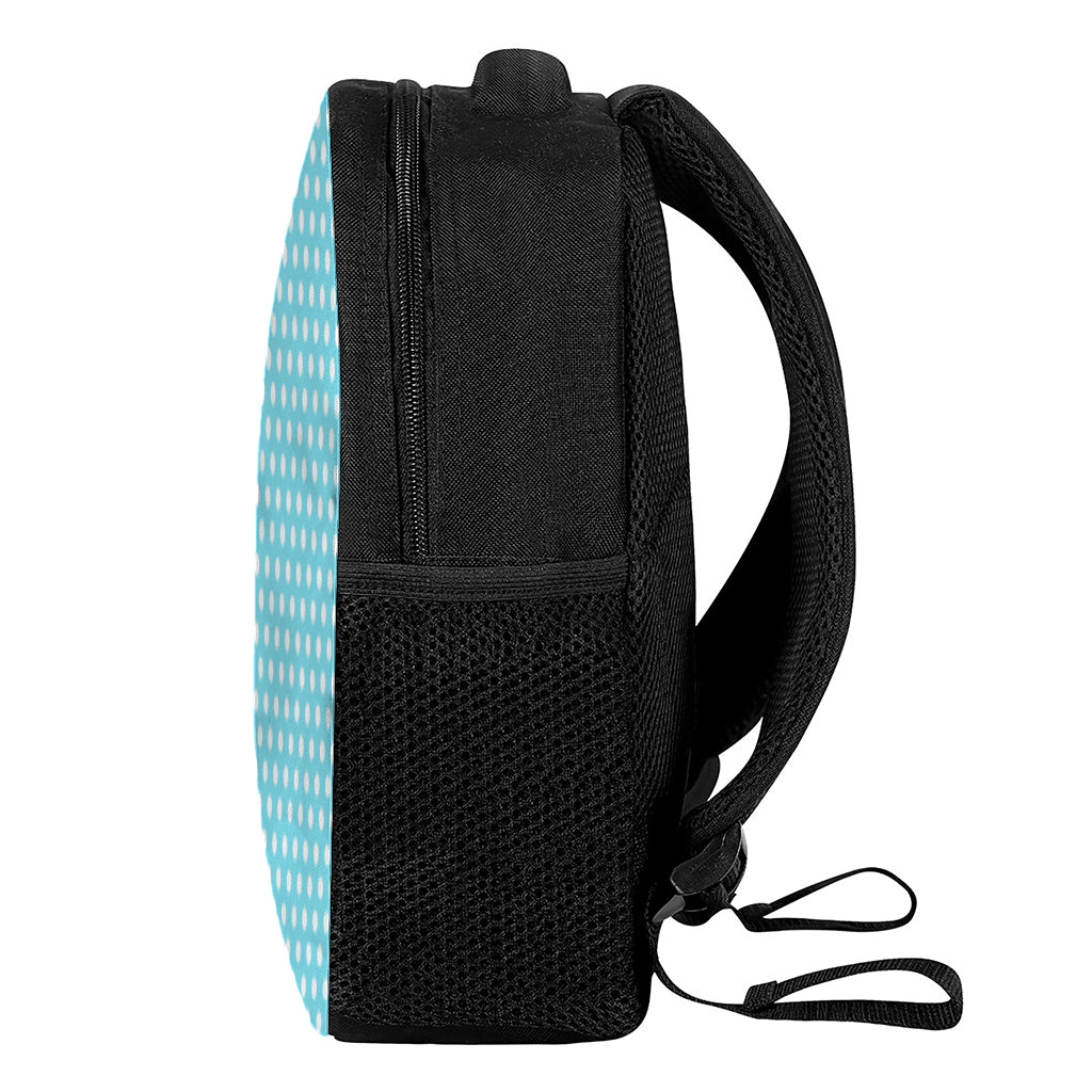 Cyan And White Polka Dot Pattern Print Casual Backpack