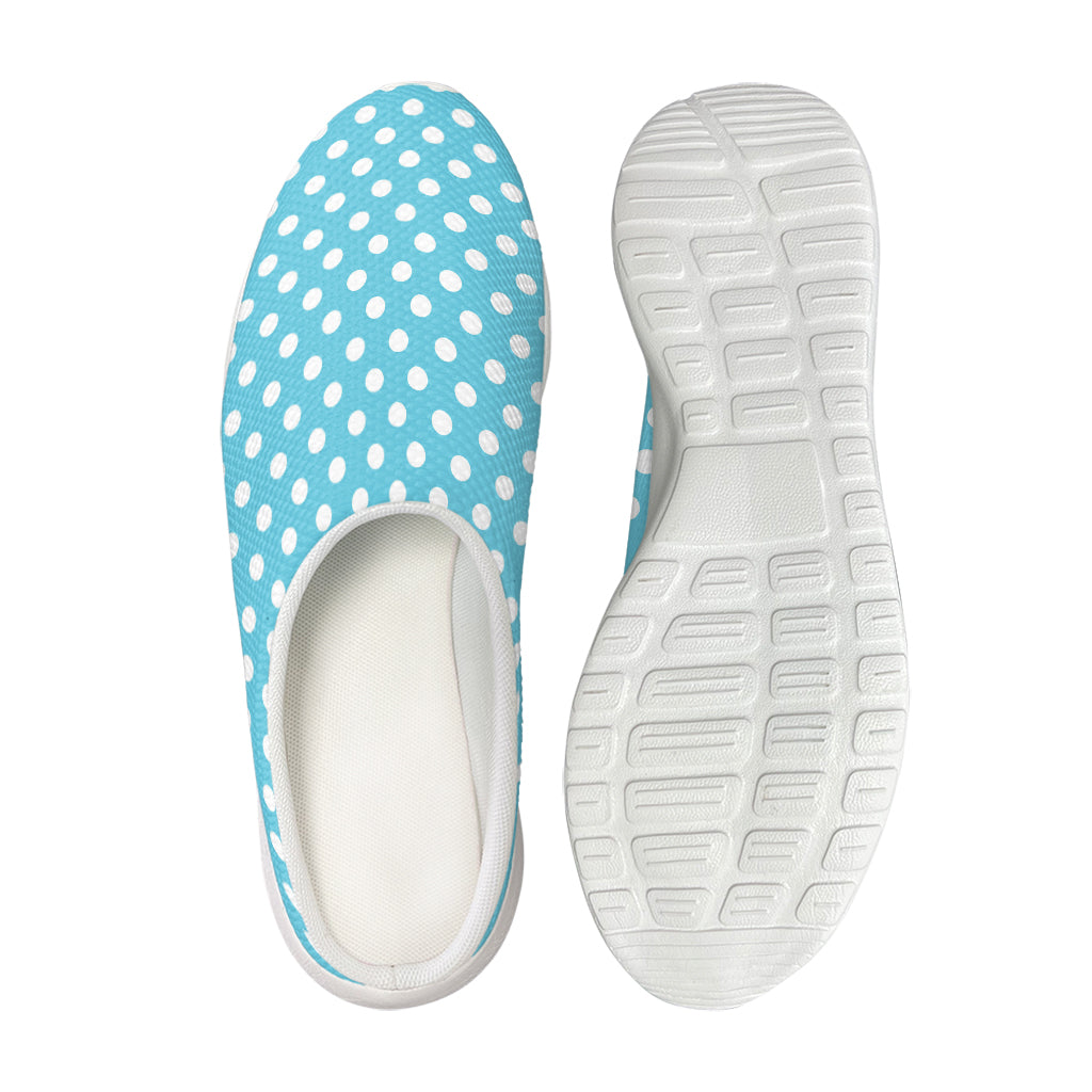 Cyan And White Polka Dot Pattern Print Mesh Casual Shoes