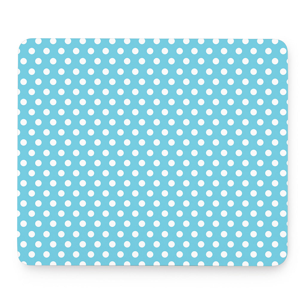 Cyan And White Polka Dot Pattern Print Mouse Pad