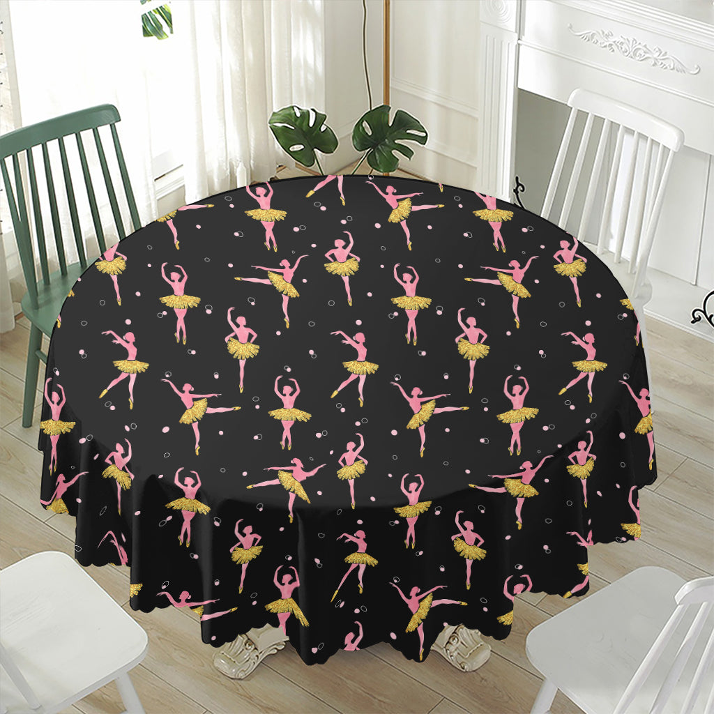 Dancing Ballet Pattern Print Waterproof Round Tablecloth