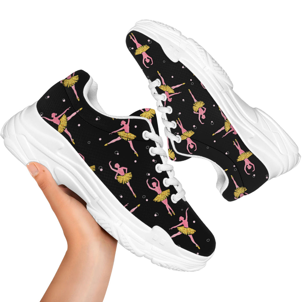 Dancing Ballet Pattern Print White Chunky Shoes