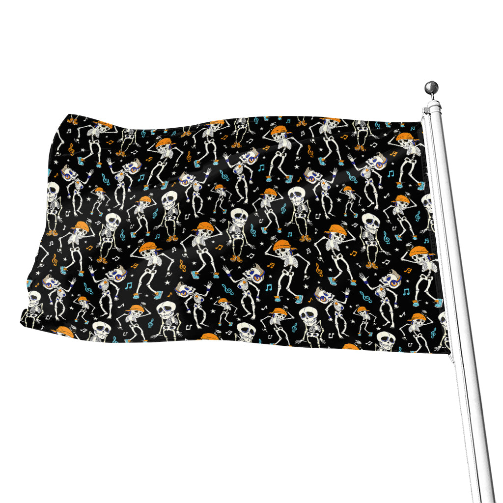 Dancing Skeleton Party Pattern Print Flag