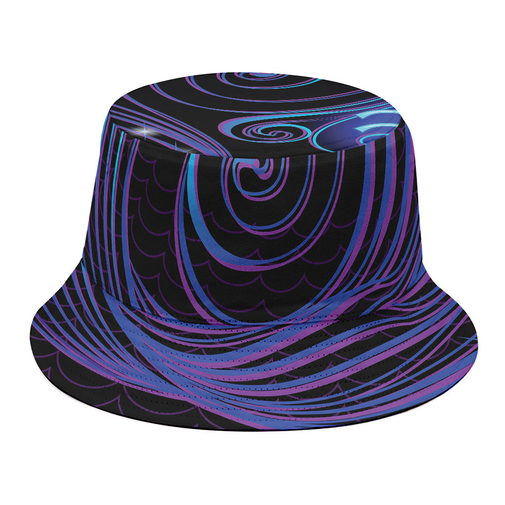 Dark Aquarius Zodiac Sign Print Bucket Hat