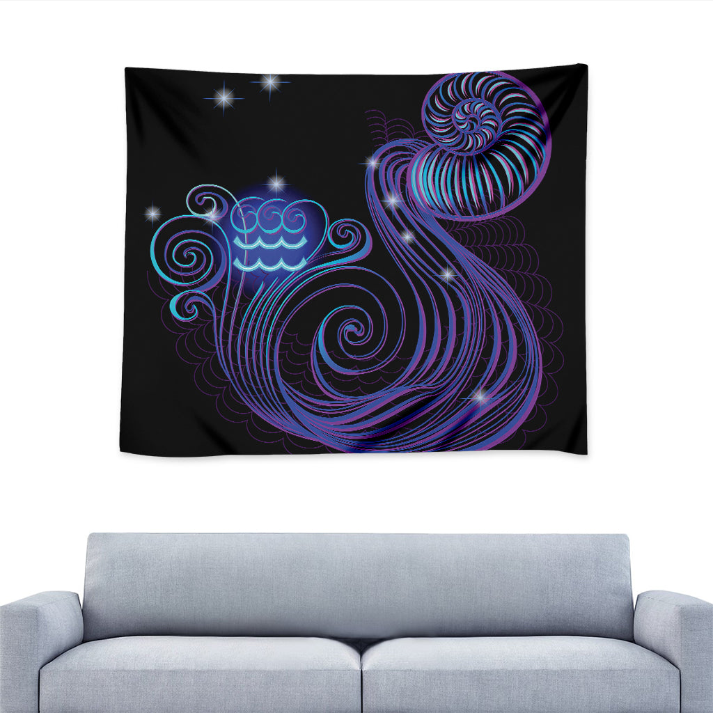 Dark Aquarius Zodiac Sign Print Tapestry