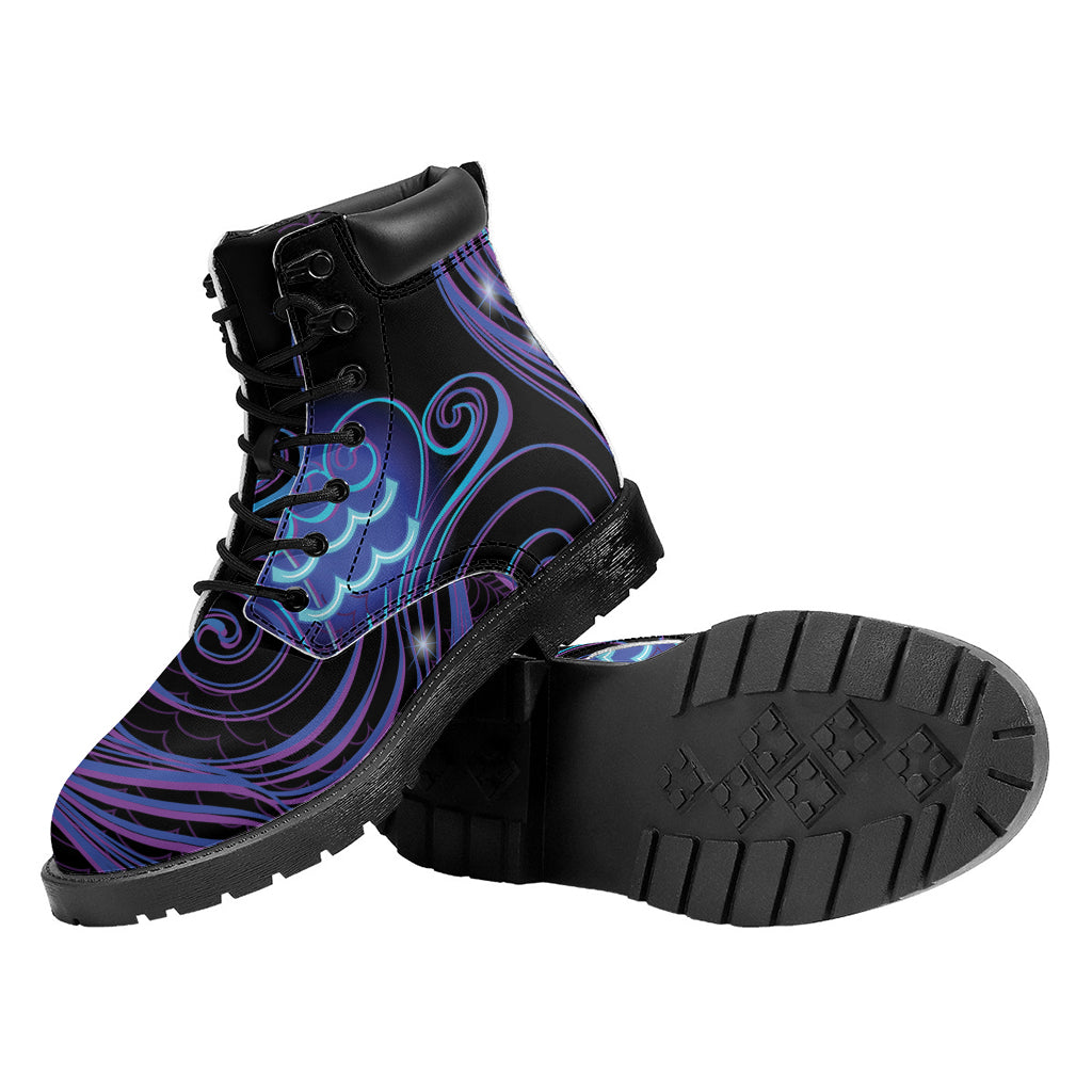 Dark Aquarius Zodiac Sign Print Work Boots
