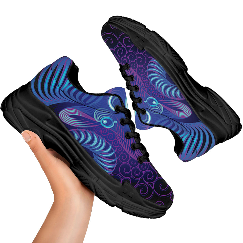 Dark Aries Zodiac Sign Print Black Chunky Shoes