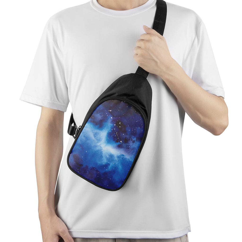 Dark Blue Galaxy Space Print Chest Bag