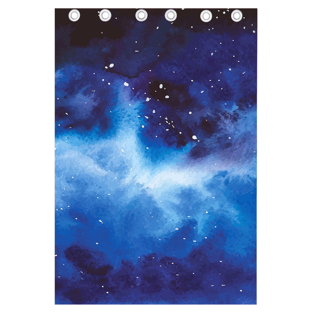 Dark Blue Galaxy Space Print Curtain