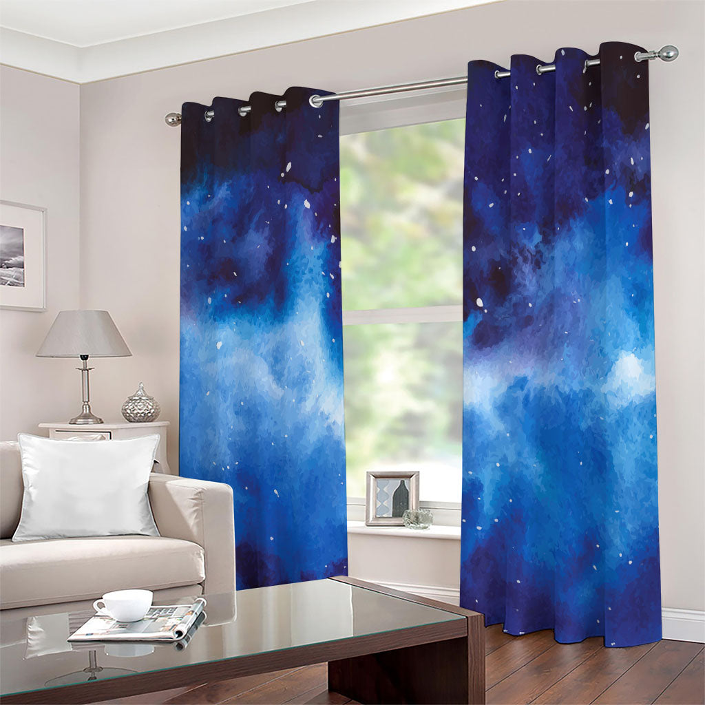 Dark Blue Galaxy Space Print Extra Wide Grommet Curtains