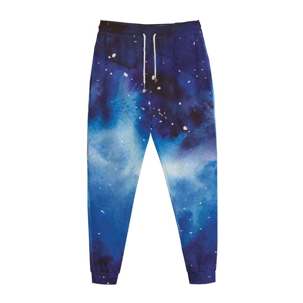 Dark Blue Galaxy Space Print Jogger Pants