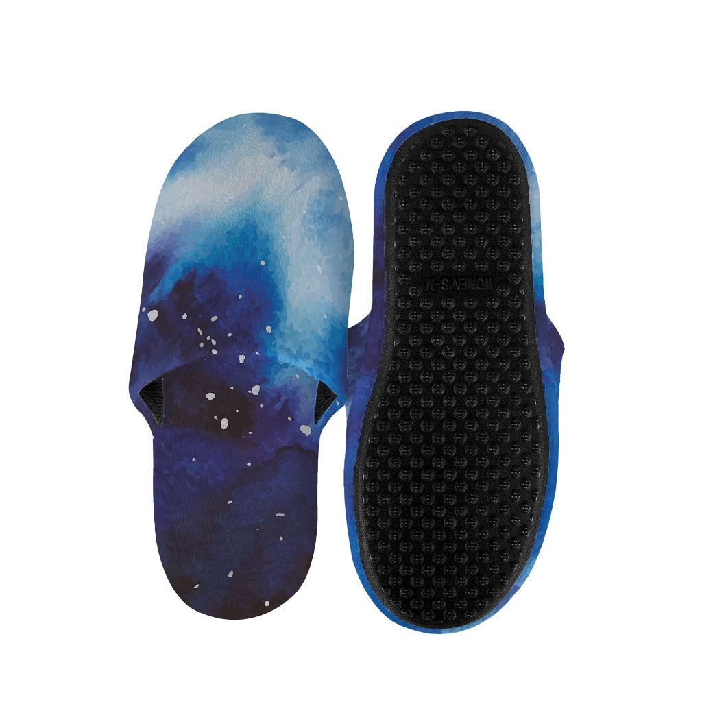 Dark Blue Galaxy Space Print Slippers