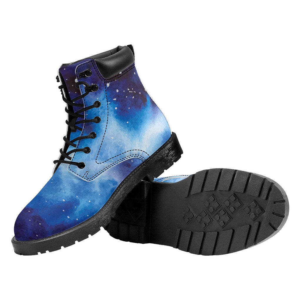 Dark Blue Galaxy Space Print Work Boots