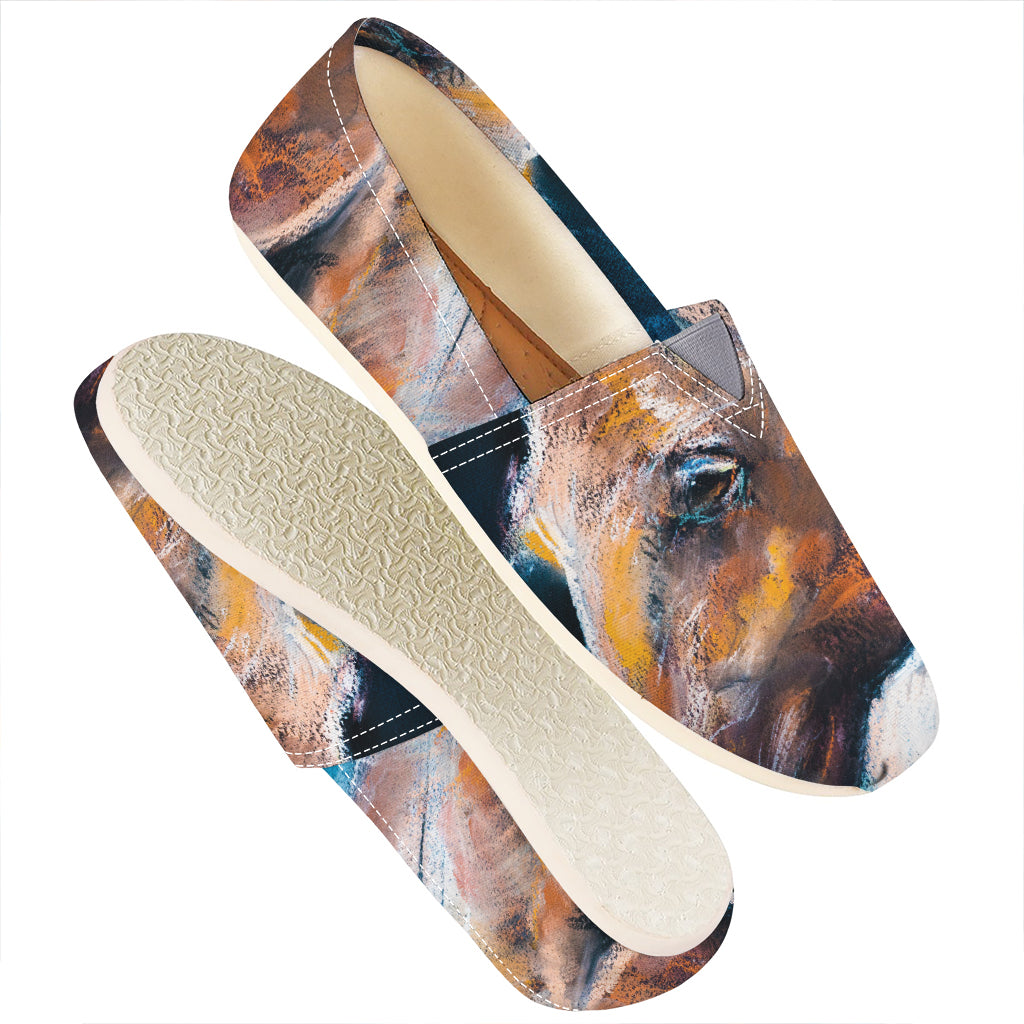 Dark Blue Horse Painting Print Casual Shoes