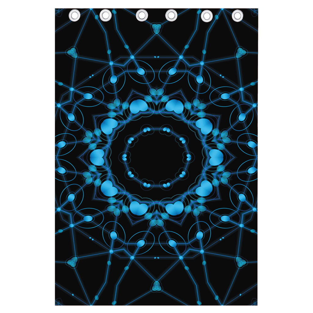 Dark Blue Kaleidoscope Print Curtain