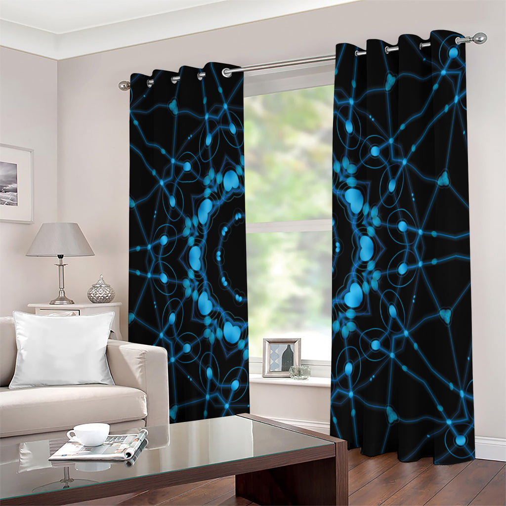 Dark Blue Kaleidoscope Print Extra Wide Grommet Curtains