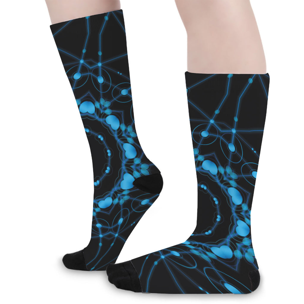Dark Blue Kaleidoscope Print Long Socks