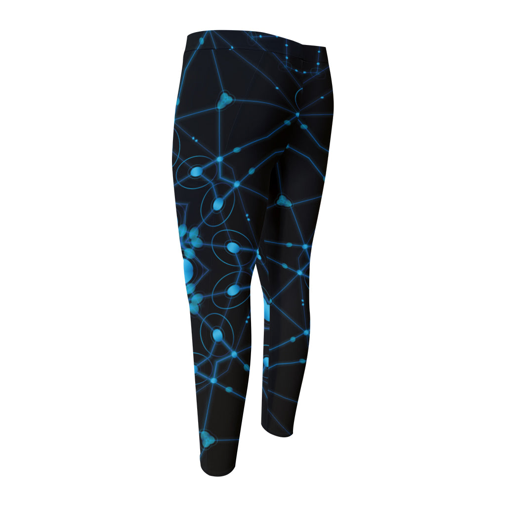 Dark Blue Kaleidoscope Print Men's Compression Pants