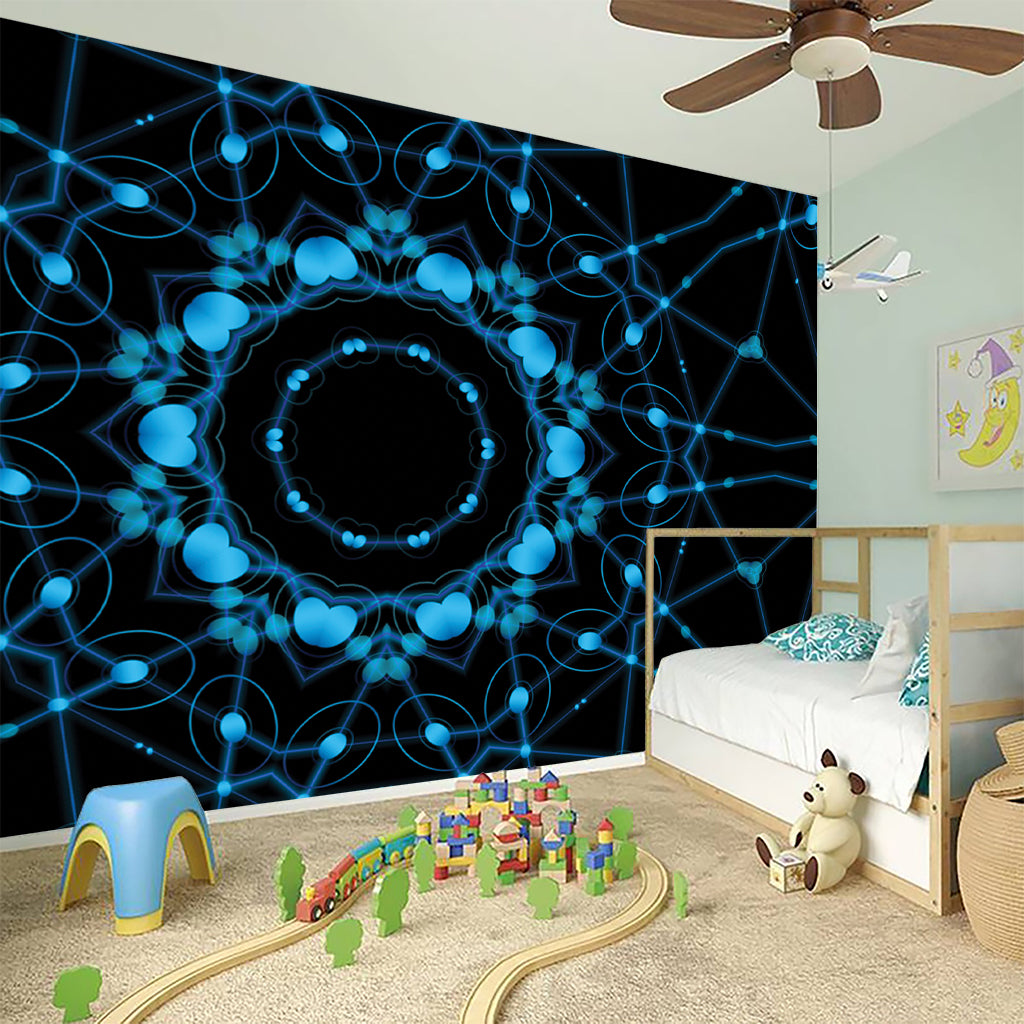 Dark Blue Kaleidoscope Print Wall Sticker