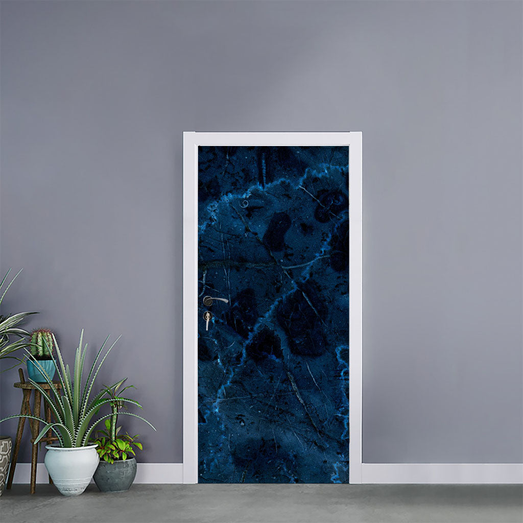 Dark Blue Marble Print Door Sticker