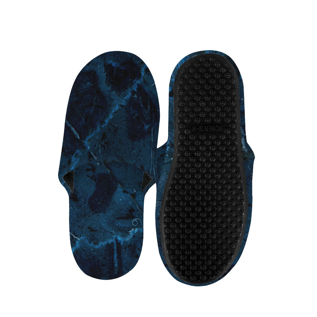 Dark Blue Marble Print Slippers