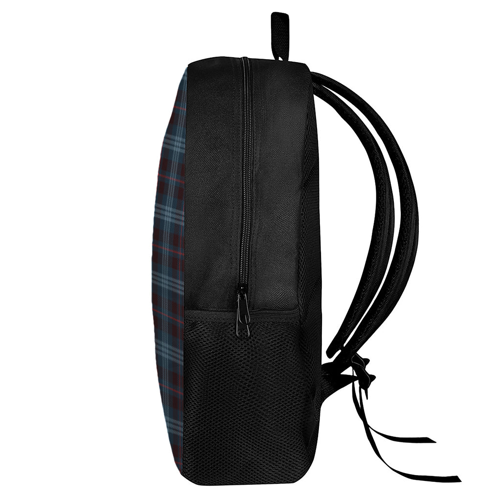 Dark Blue Tartan Pattern Print 17 Inch Backpack