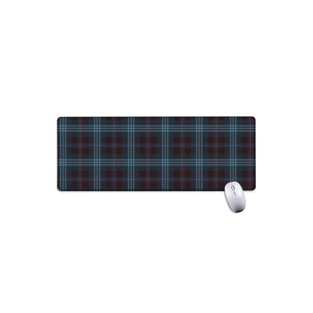 Dark Blue Tartan Pattern Print Extended Mouse Pad